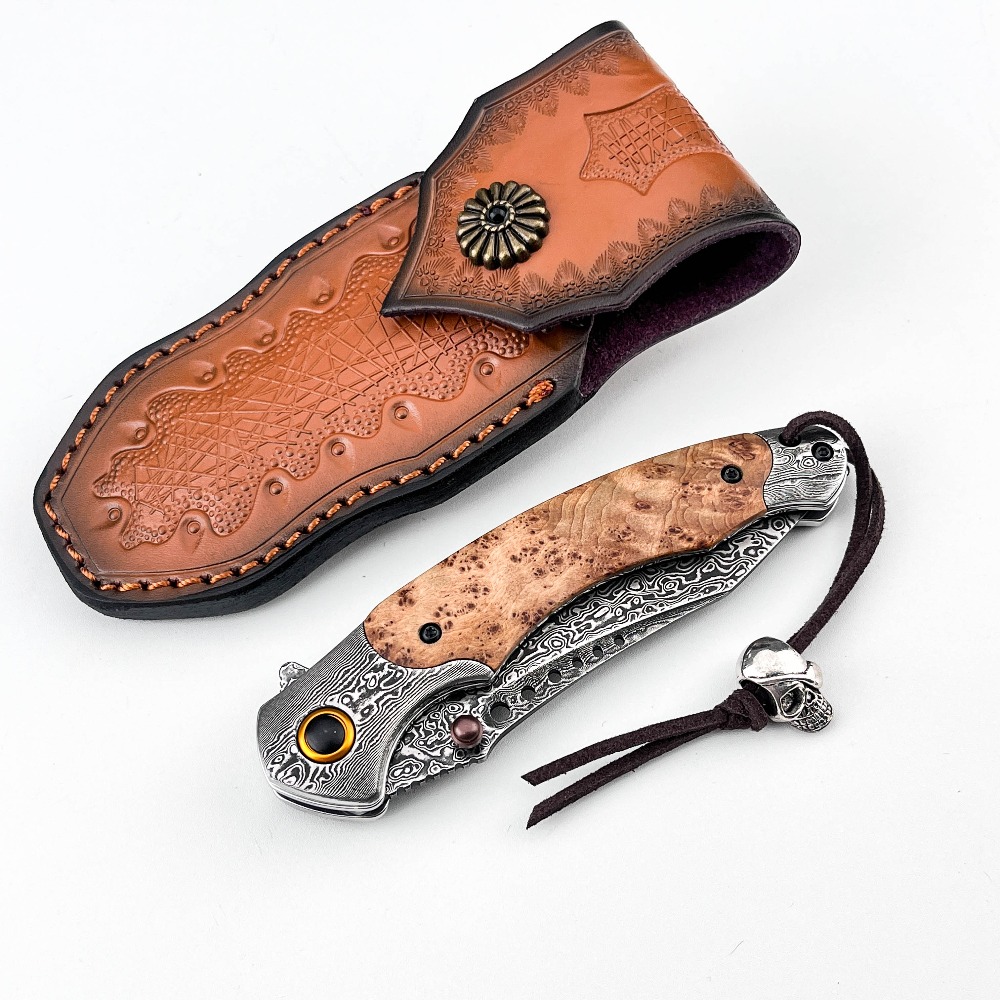 Pisau Lipat Motif Damaskus Kek - Vintage Collectible Knife ulasan dan harga