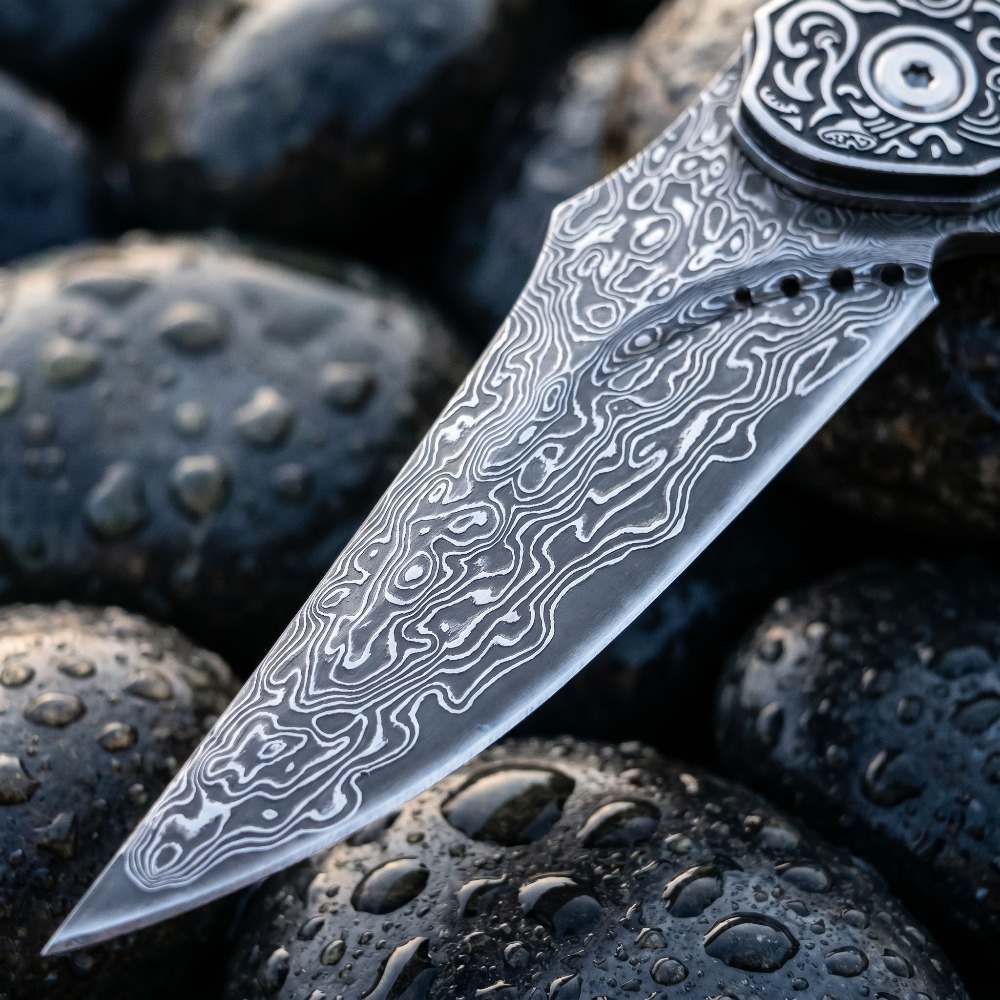 Pisau Lipat Motif Damaskus Vin - Vintage Collectible Knife ulasan dan harga